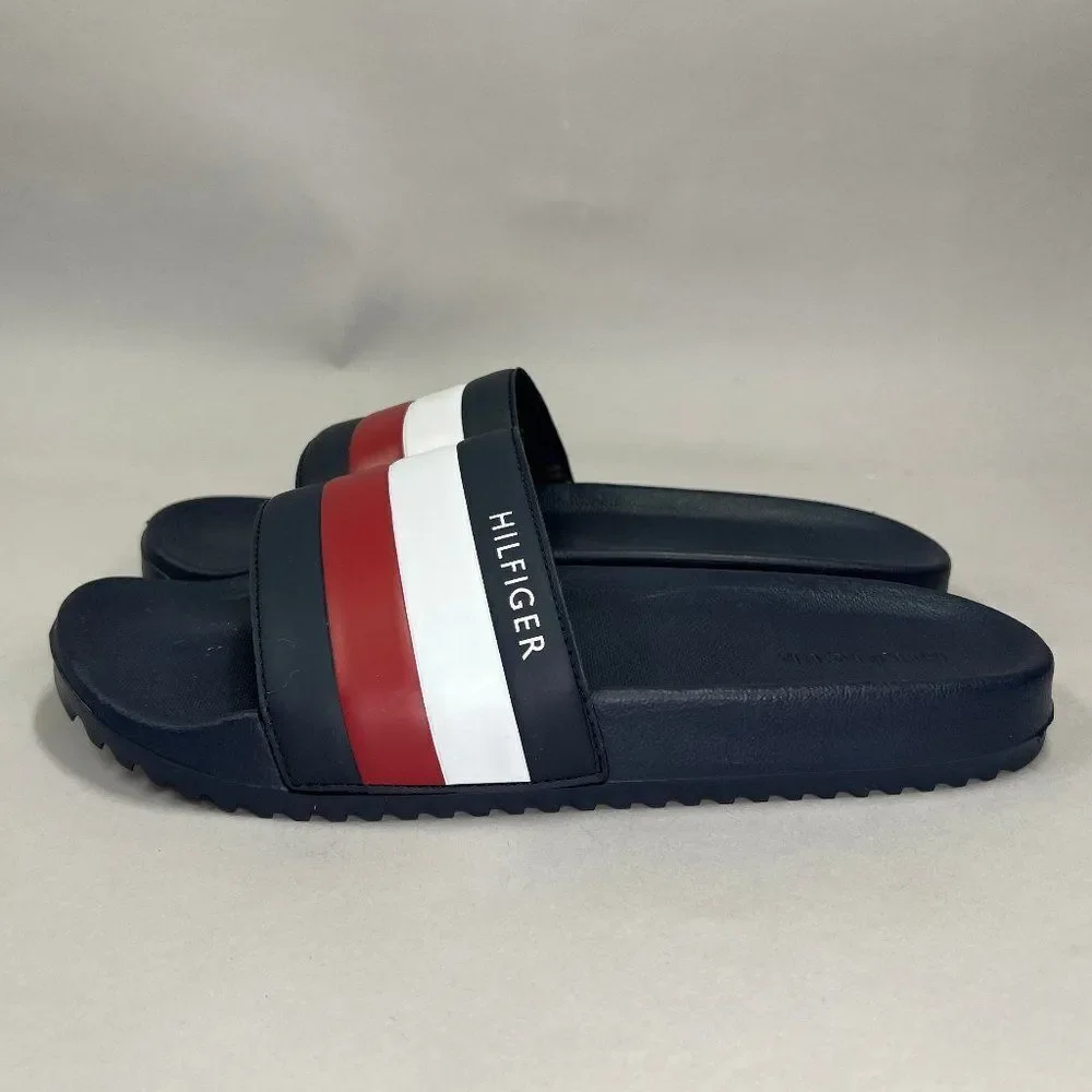 Tommy Hilfiger Rozi Sandals Men's 9 Blue‎ Red White Beach Pool Slide Flip Flops
